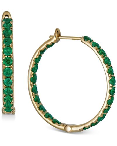 Macy's Sapphire In & Out Small Hoop Earrings (6 Ct. T.w. - Green