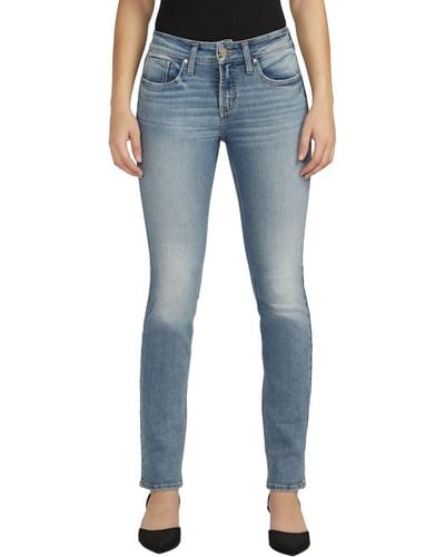 Silver Jeans Co. Suki Mid Rise Curvy Fit Straight Leg Jeans - Blue