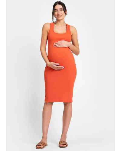 Seraphine Jersey Bodycon-style Maternity-to-nursing Dress - Orange