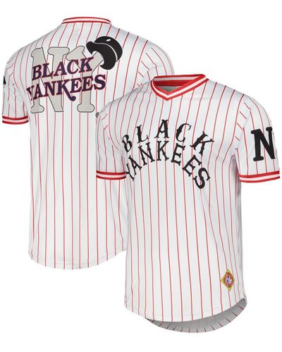 Stitches Distressed Black Yankees V-neck Jersey - White