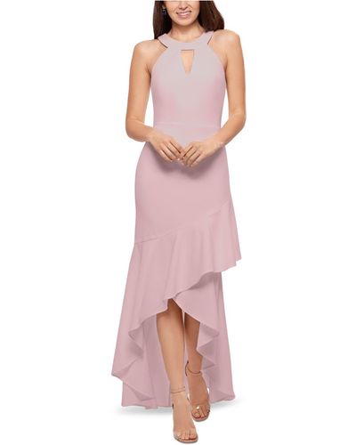 Betsy & Adam Halter Keyhole Gown - Pink