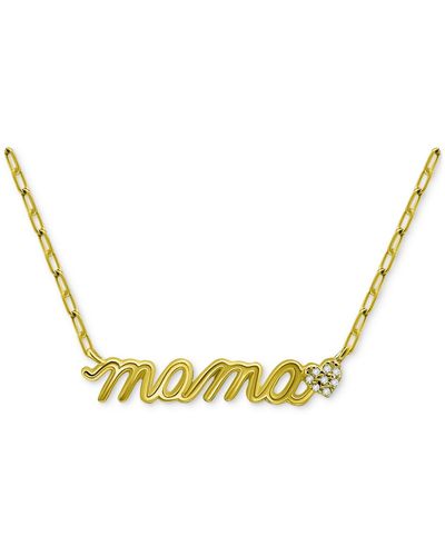 Giani Bernini Cubic Zirconia Mama Heart Pendant Necklace - Metallic