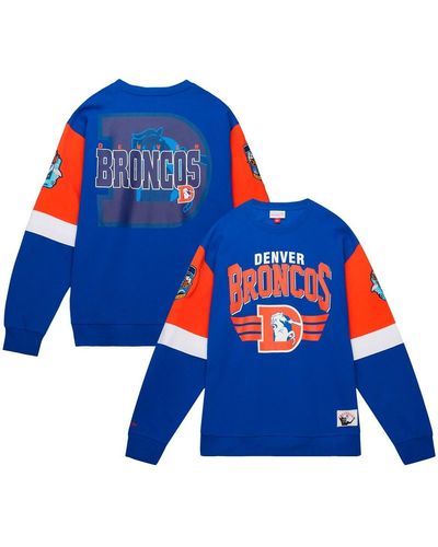 Mitchell & Ness Denver Broncos Gridiron Classics Allover 3.0 Pullover Sweatshirt - Blue
