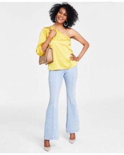 INC International Concepts One Shoulder Blouse Flared Pull On Jeans Rami Pumps Created For Macys - Blue