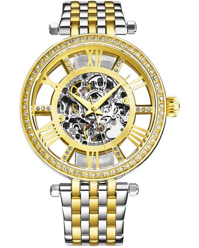 Stuhrling Automatic Gold-tone And Silver-tone Stainless Steel Link Bracelet Watch 38mm - Metallic