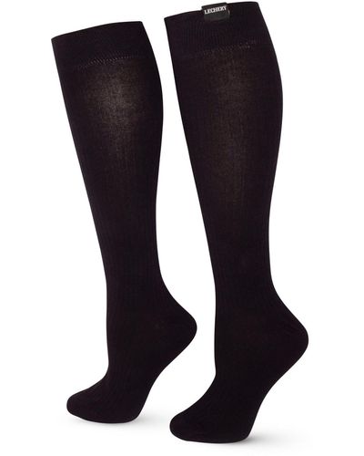 LECHERY Classic Cotton Blend Woven Knee-high Socks - Black