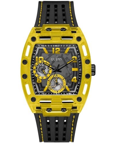 Guess Yellow Silicone Strap Watch 44mm