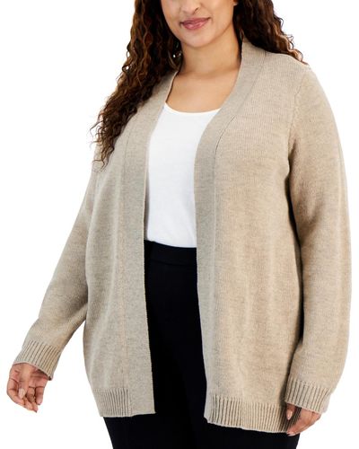 Karen Scott Plus Size Cardigan Sweater - Natural