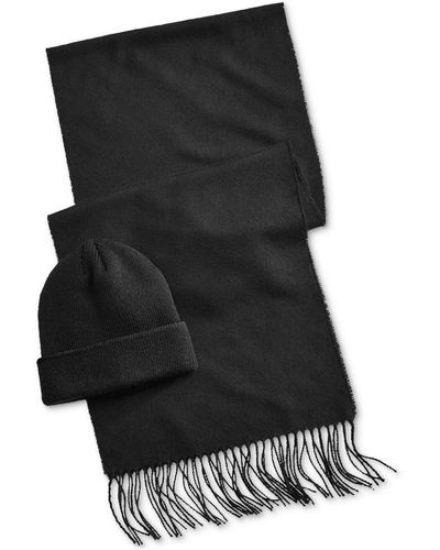 Club Room 2-pc. Solid Scarf & Tipped Beanie Set, Created For Macy's - Black