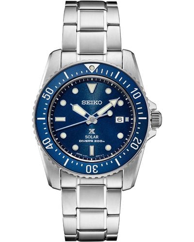 Seiko Solar Prospex Stainless Steel Bracelet Watch 38mm - Blue