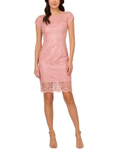 Adrianna Papell Lace Sheath Dress - Pink