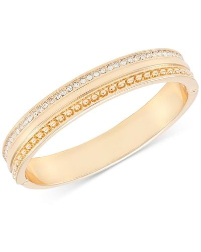 Guess Gold-tone So Fresh Crystal Hinged Bangle Bracelet - Metallic