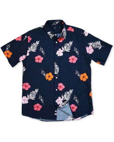 Benson Champlain Classic-fit Floral-print Button-down Shirt - Blue