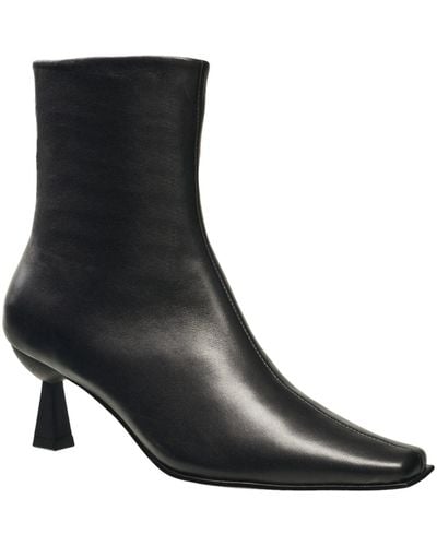 French Connection Leilani Leather Square Toe Boots - Black