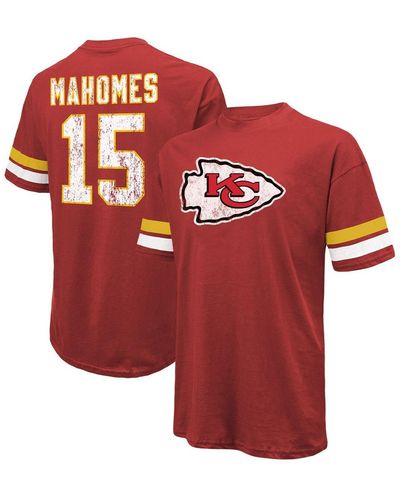 Majestic Threads Patrick Mahomes Distressed Kansas City Chiefs Name And Number Oversize Fit T-shirt - Red