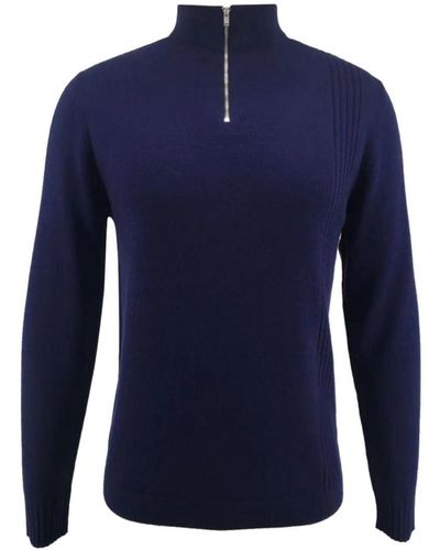 Bellemere New York Bellemere Merino Half-zip Pullover Sweater - Blue