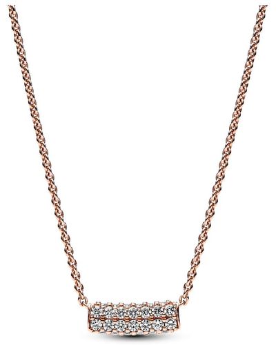 PANDORA Timeless 14k -plated Pave Cubic Zirconia Double-row Bar Collier Necklace - Metallic