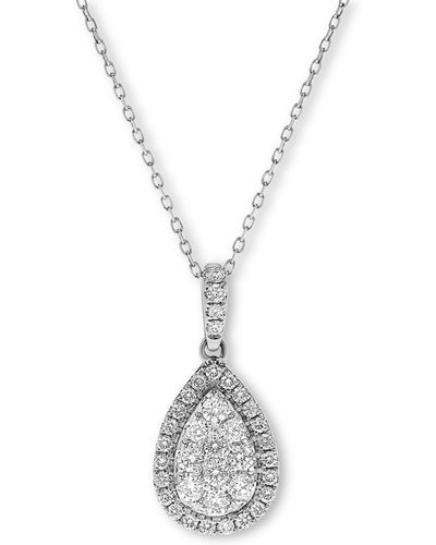 Macy's Diamond Teardrop Cluster Halo Pendant Necklace (5/8 Ct. T.w. - White