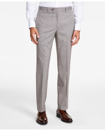 Michael Kors Classic-fit Flat-front Dress Pants - Gray