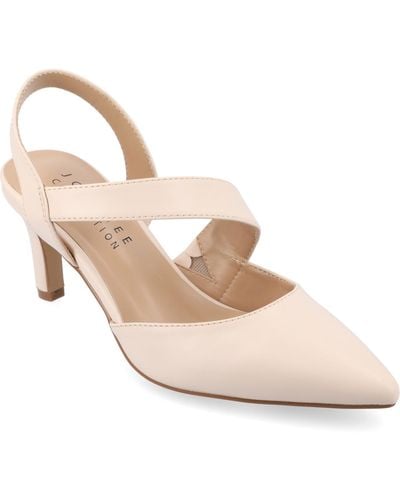 Journee Collection Scarlett Asymmetrical Pointed Toe Pumps - Natural