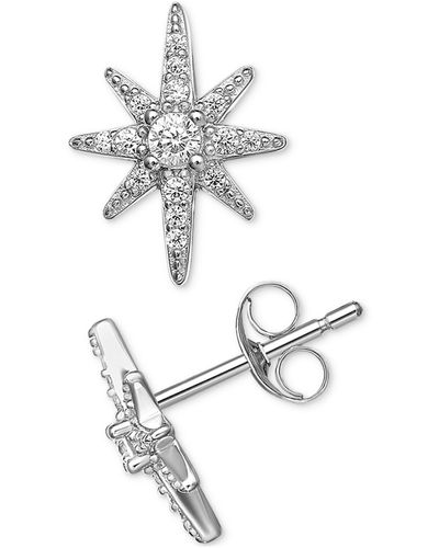 Giani Bernini Cubic Zirconia Starburst Stud Earrings In Sterling Silver, Created For Macy's - White