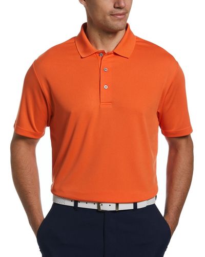 PGA TOUR Airflux Solid Mesh Short Sleeve Golf Polo Shirt - Orange