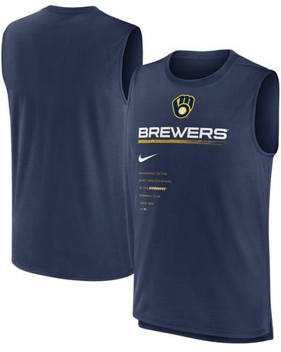Nike Milwaukee Brewers Exceed Performance Tank Top - Blue