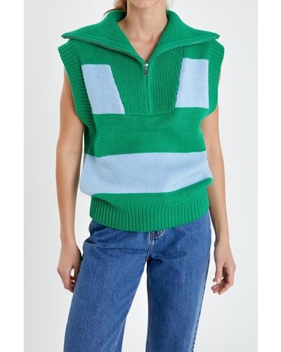 English Factory Sweater Polo Vest - Green