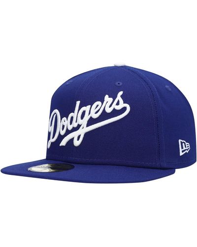 KTZ Los Angeles Dodgers Logo White 59fifty Fitted Hat - Blue