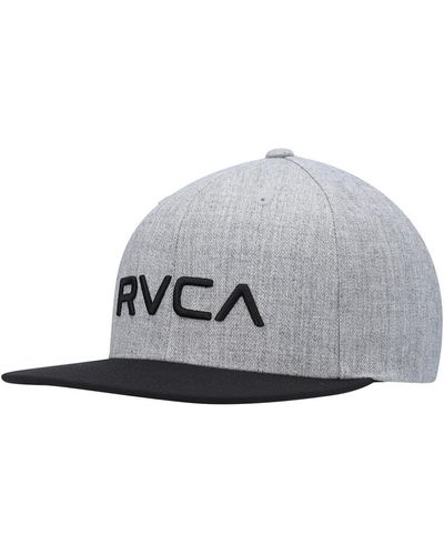 RVCA Heathered Gray And Black Twill Ii Snapback Hat