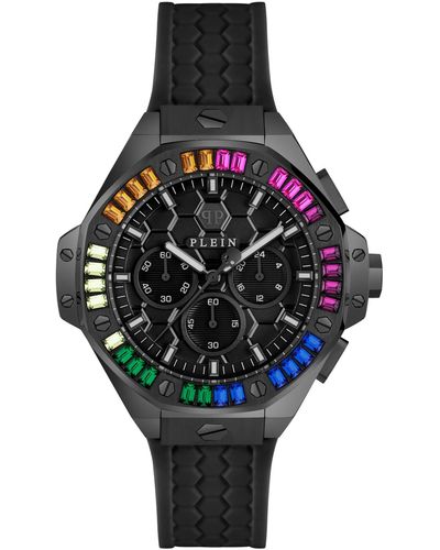 Philipp Plein Chronograph Silicone Strap Watch 42mm - Black