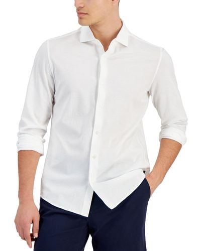 Michael Kors Slim-fit Stretch Pique Button-down Shirt - White