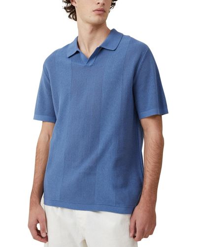 Cotton On Resort Short Sleeve Polo Shirt - Blue