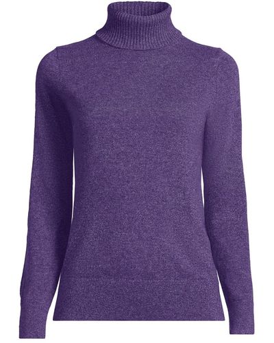 Lands' End Cashmere Turtleneck Sweater - Purple