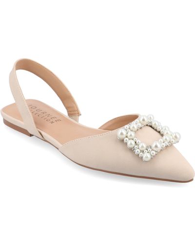 Journee Collection Hannae Embellished Flats - White