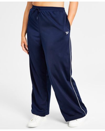 Reebok Plus Size Pull-on Drawstring-waist Tricot Pants - Blue