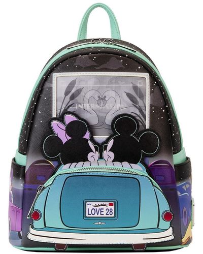 Loungefly And Mickey & Minnie Date Night Drive-in Mini Backpack - Blue