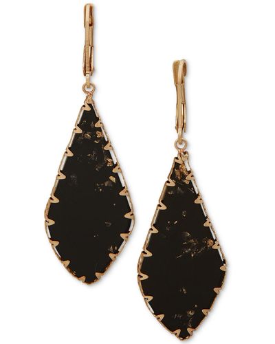 Lonna & Lilly Gold-tone Flat Color Stone Drop Earrings - Black