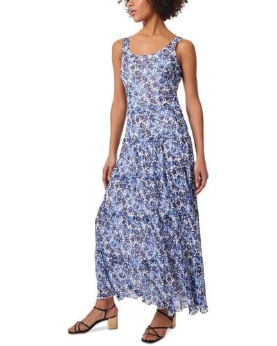 Jones New York Petite Tiered Floral-print Maxi Dress - Blue