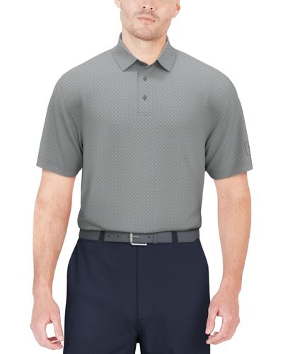 PGA TOUR Short Sleeve Geo Jacquard Performance Polo Shirt - Gray