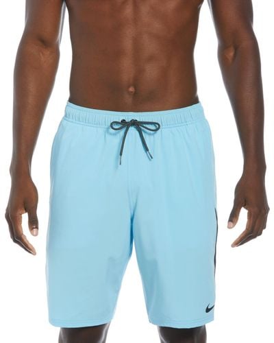 Nike Contend Water-repellent Colorblocked 9" Swim Trunks - Blue