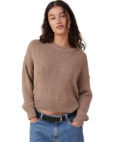 Cotton On Boucle Pullover Sweater - Brown