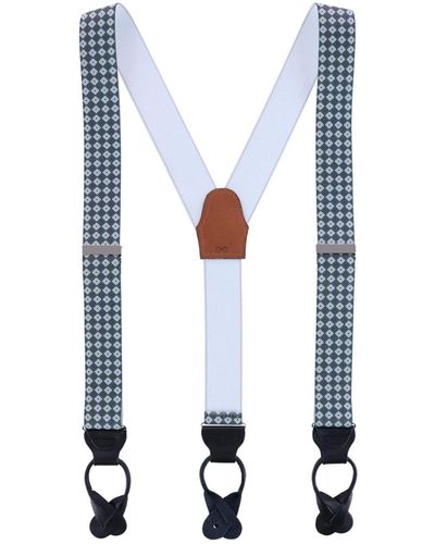 Trafalgar Lucy's Diamonds Patterned Elastic Suspenders - White