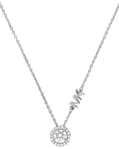 Michael Kors Precious Metal-plated Sterling Silver Pavé Halo Necklace - Metallic