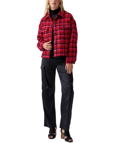 Sanctuary Plaid Button-front Long-sleeve Jacket - Red