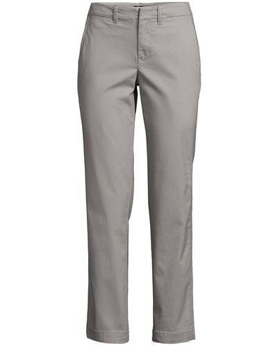 Lands' End Mid Rise Classic Straight Leg Chino Ankle Pants - Gray