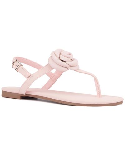 New York & Company Rosette Single Flower Thong T-strap Sandal - Pink