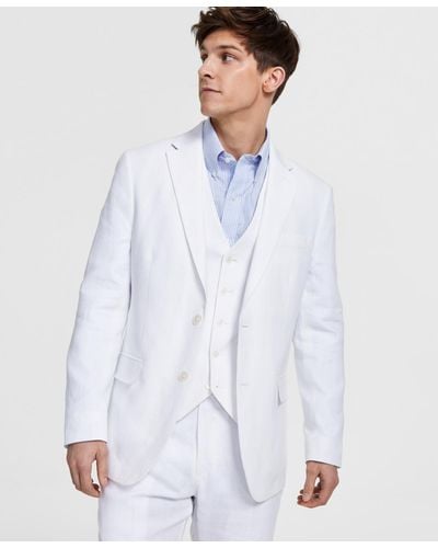 Tommy Hilfiger Modern-fit Flex Stretch Linen Suit Jacket - White