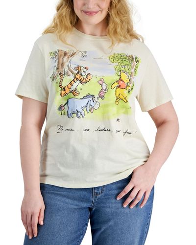 Disney Trendy Plus Size Winnie-the-pooh Graphic T-shirt - Gray