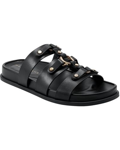Marc Fisher Verity Slip-on Strappy Casual Sandals - Black
